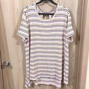 Chic Soul Striped High-Low Top - 3X